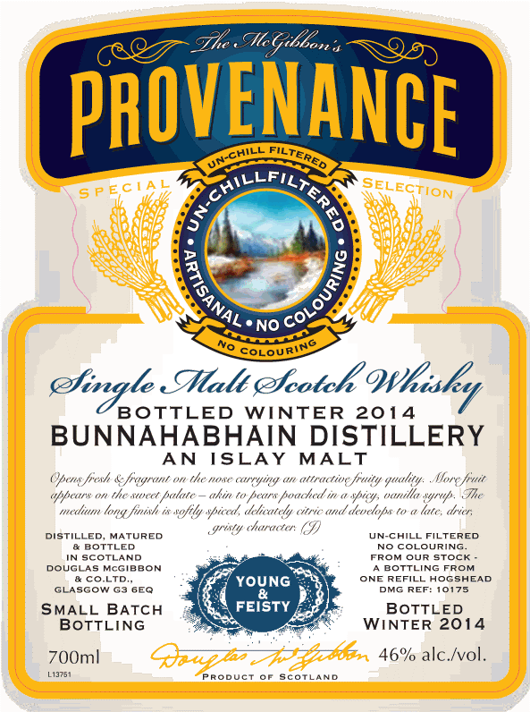 Bunnahabhain Speciales Provenance Whisky Label