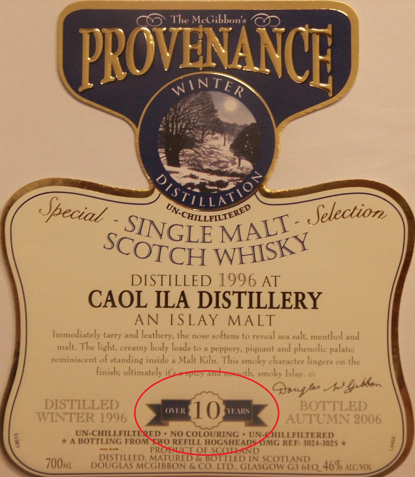  2005 - 2008  Speciales Provenance Whisky Label
