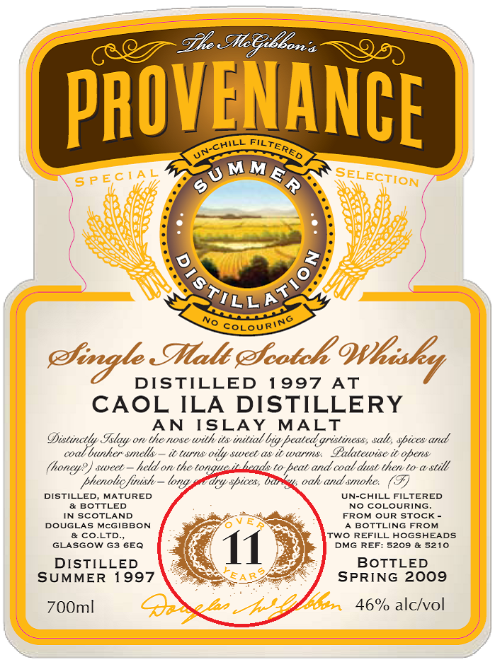  2009 - 2015 / 2016  Speciales Provenance Whisky Label