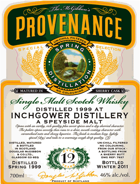 Inchgower Speciales Provenance Whisky Label