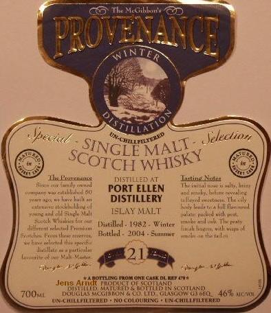 Port Ellen Speciales Provenance Whisky Label