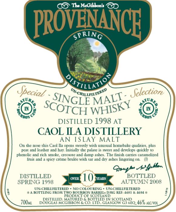 Caol Ila Speciales Provenance Whisky Label